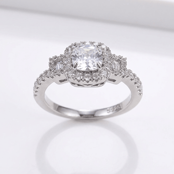 Silver Cushion Diamond Halo Ring by Rose & Oliver - product image 1