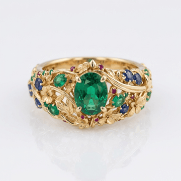 Gold Emerald Sapphire Vintage Ring by Rose & Oliver - product image 1
