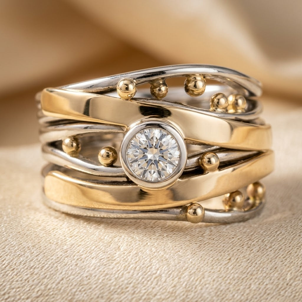 Silver and Gold Bezel Wrap Ring by Rose & Oliver - product image 1