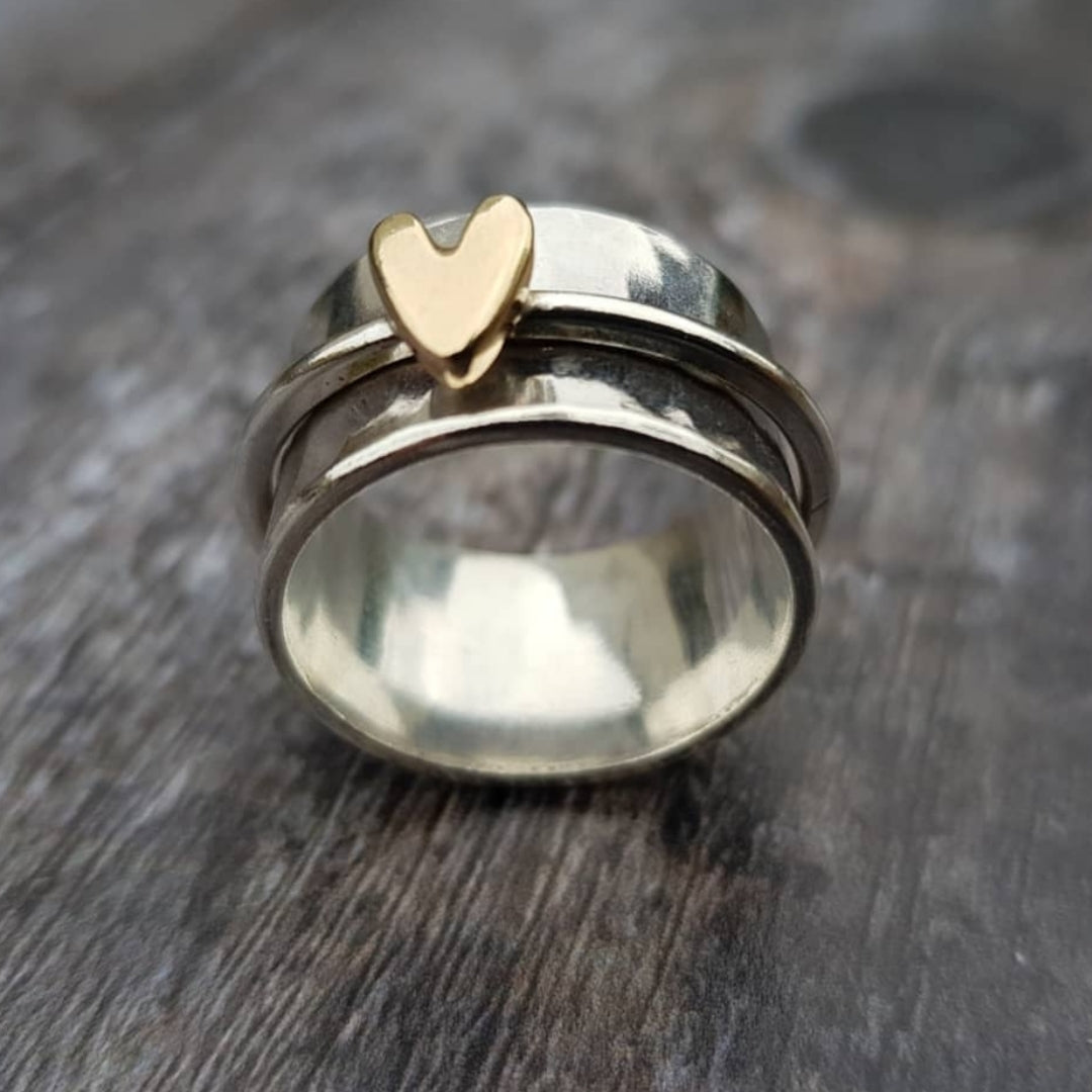 Mely - Golden Heart Silver Ring by Rose & Oliver - product image 1