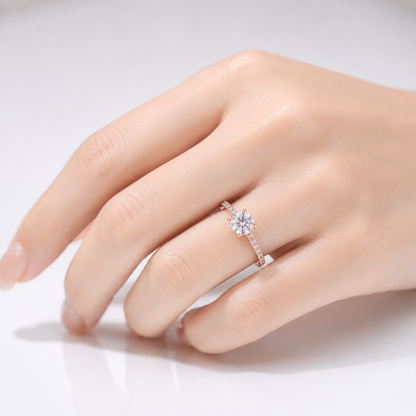 Round Zirconia Rose Gold Pavé Ring by Rose & Oliver - product image 2