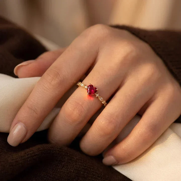 Gold Ruby Heart Ring by Rose & Oliver - product image 2