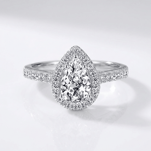 Pear Zirconia Silver Halo Ring by Rose & Oliver - product image 1
